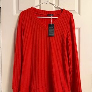 women's red v-neck sweater
